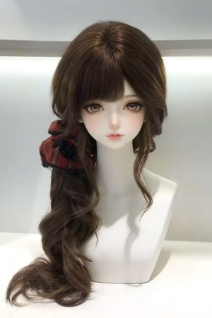 Holygirl-False hair,Long Chocolate Brown Highlights Wig with Bangs for Women,Layered Hairstyle Synthetic Heat Resistant for Daily Party Use 26 inch